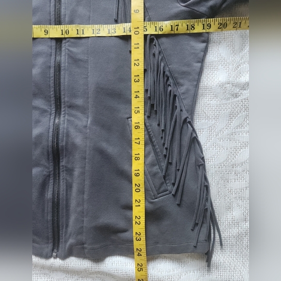 J50 Yest Jacket Womens Gray Cotton Stretch Full Zip Western Fringe Embroidered - Picture 2 of 12